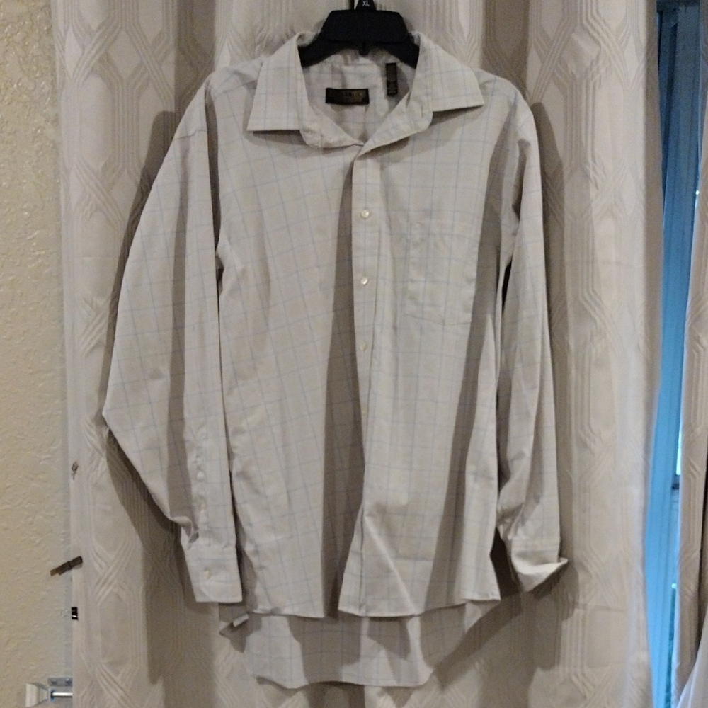 Donald J Trump Elegant Light Blue Checkered Dress Shirt
